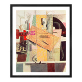 Pablo Picasso Wall Art Clarinet,Bottle of bass,Newspaper Poster Framed Art
