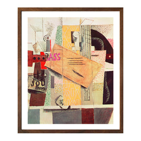 Pablo Picasso Wall Art Clarinet,Bottle of bass,Newspaper Poster Framed Art