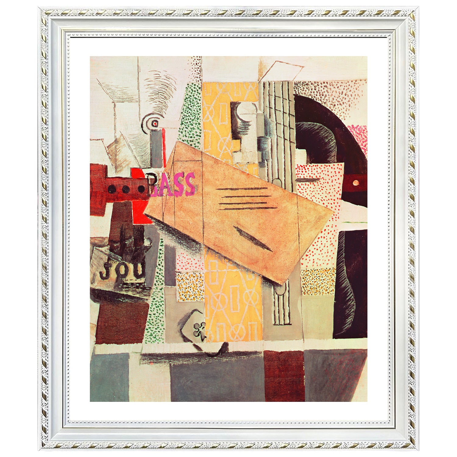 Pablo Picasso Wall Art Clarinet,Bottle of bass,Newspaper Poster Framed Art