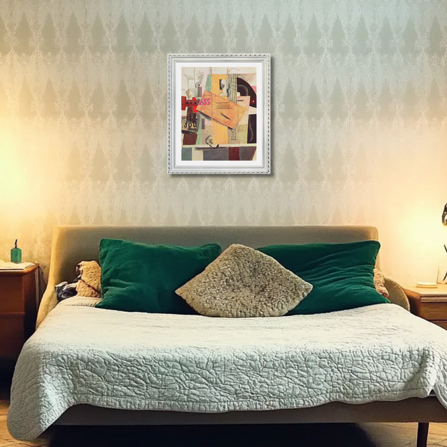 Pablo Picasso Wall Art Clarinet,Bottle of bass,Newspaper Poster Framed Art