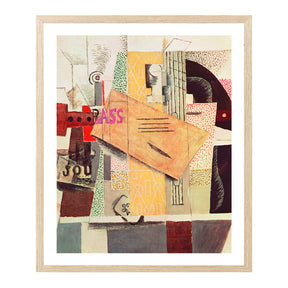 Pablo Picasso Wall Art Clarinet,Bottle of bass,Newspaper Poster Framed Art