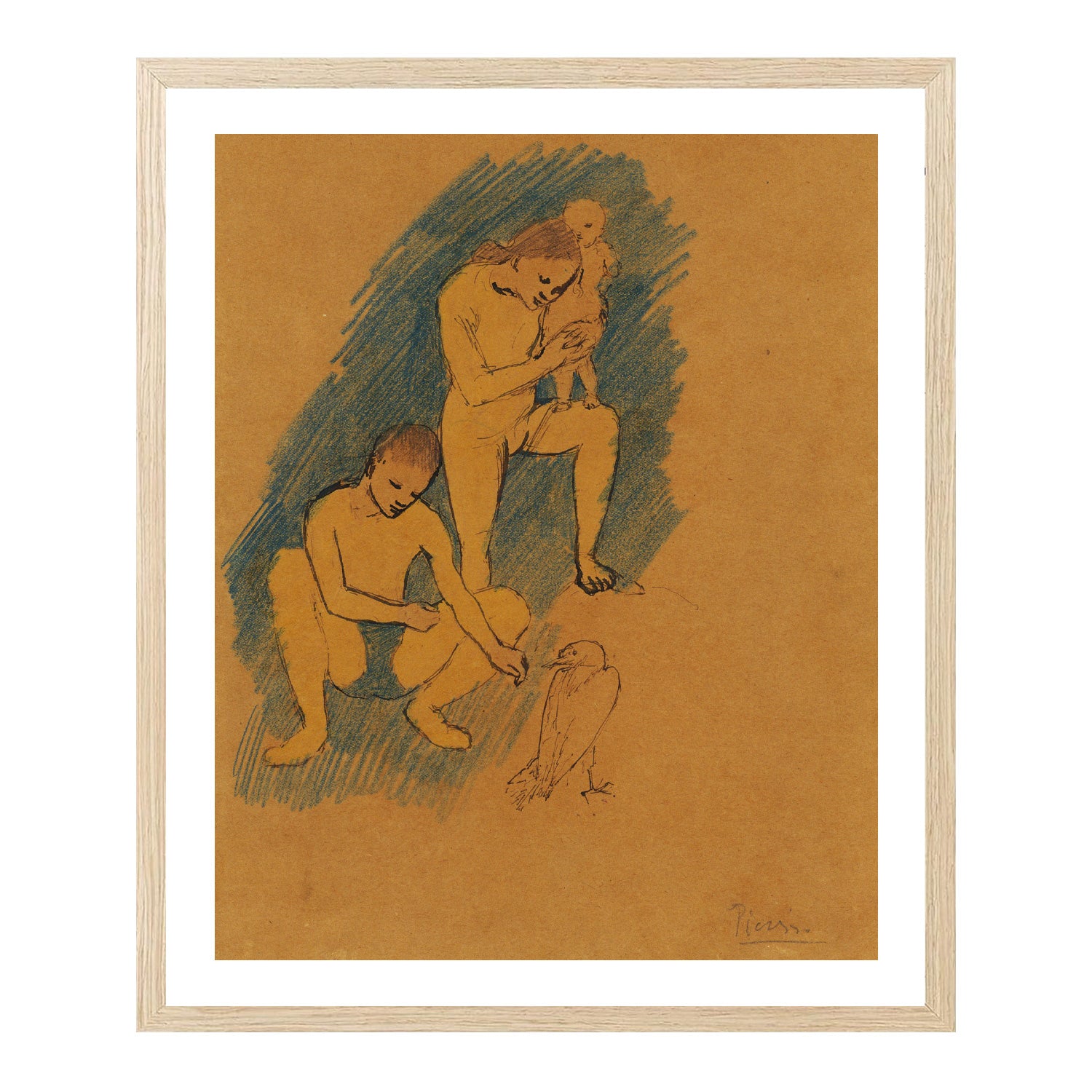 Pablo Picasso Wall Art Feeding Bird Poster Framed Art