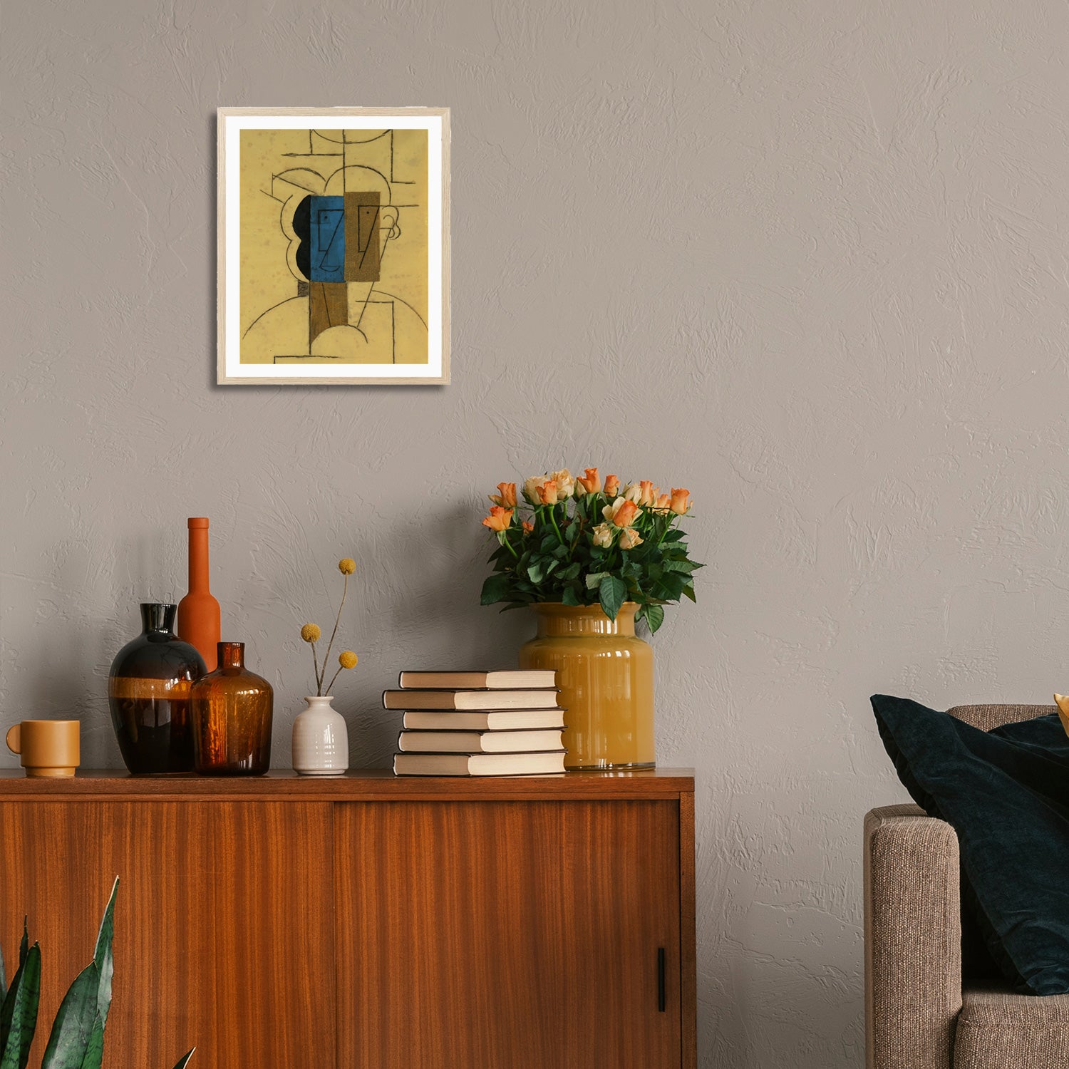 Pablo Picasso Wall Art Head of a man with hat Poster Framed Art