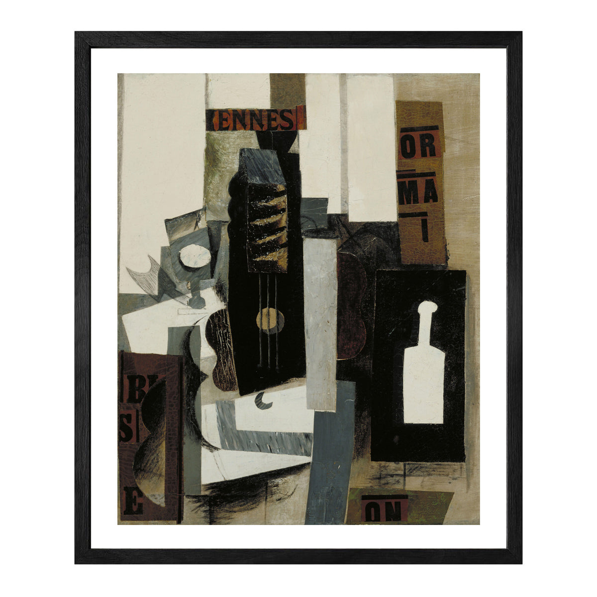 Pablo Picasso Wall Art Glass,Guita and Bottle Poster Framed Art