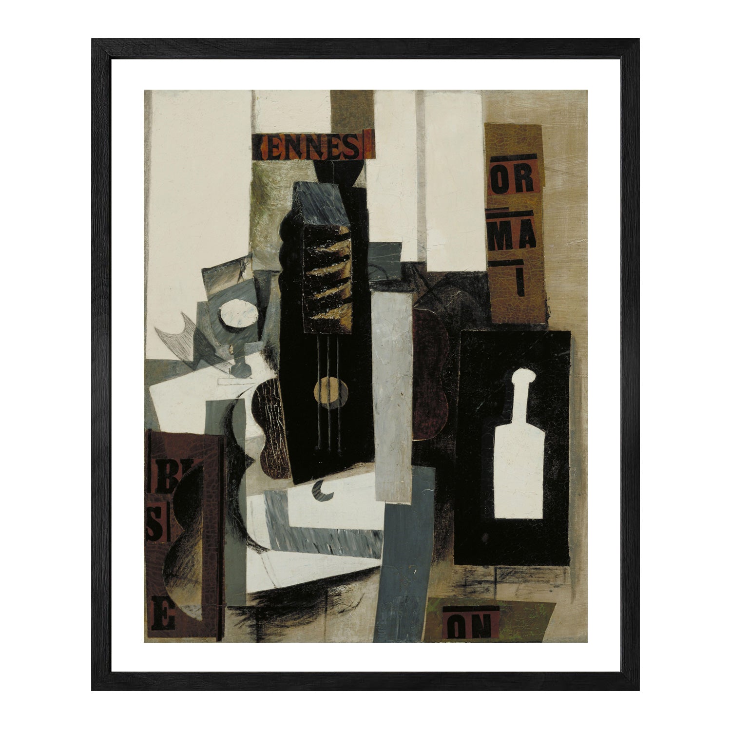 Pablo Picasso Wall Art Glass,Guita and Bottle Poster Framed Art