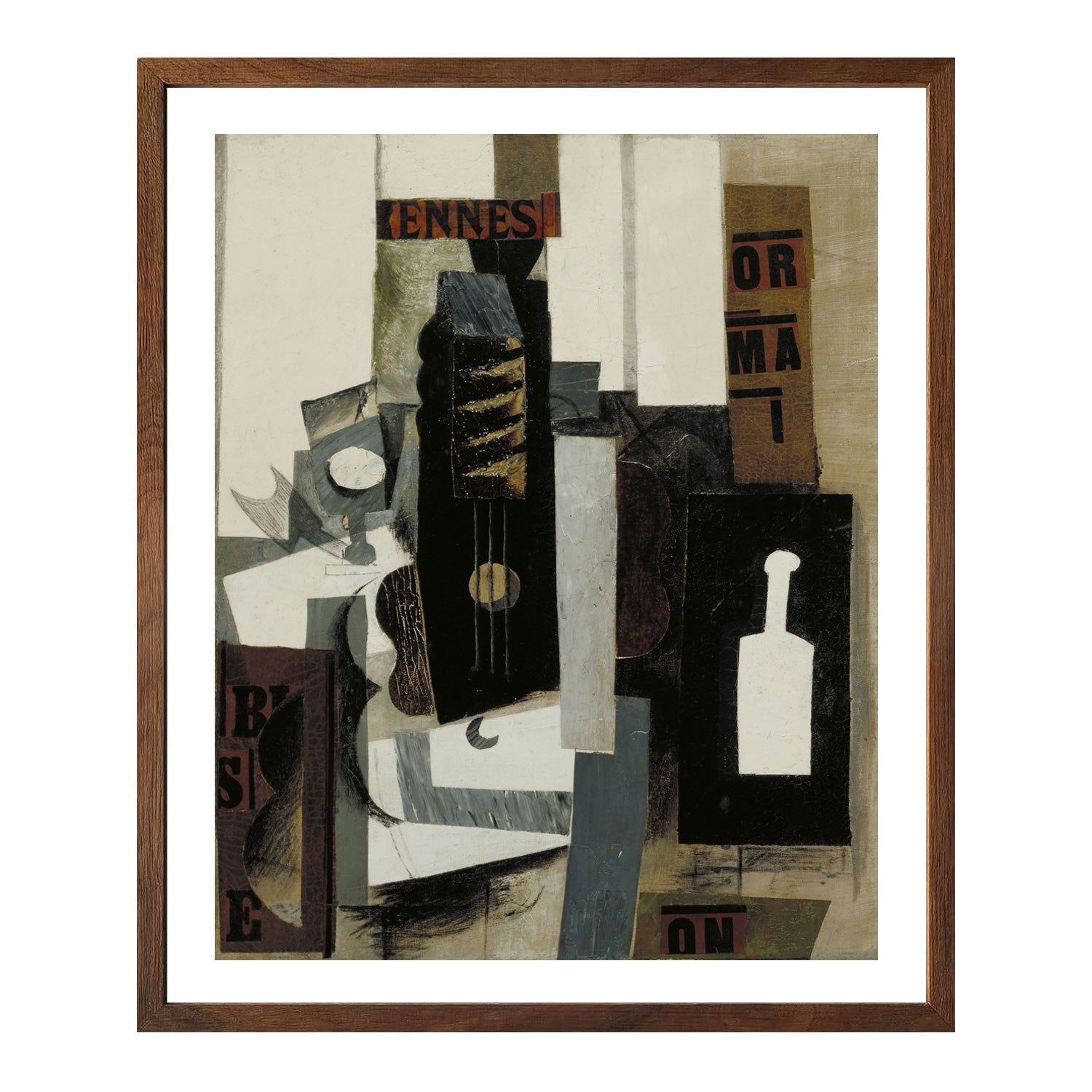 Pablo Picasso Wall Art Glass,Guita and Bottle Poster Framed Art