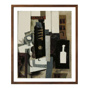 Pablo Picasso Wall Art Glass,Guita and Bottle Poster Framed Art