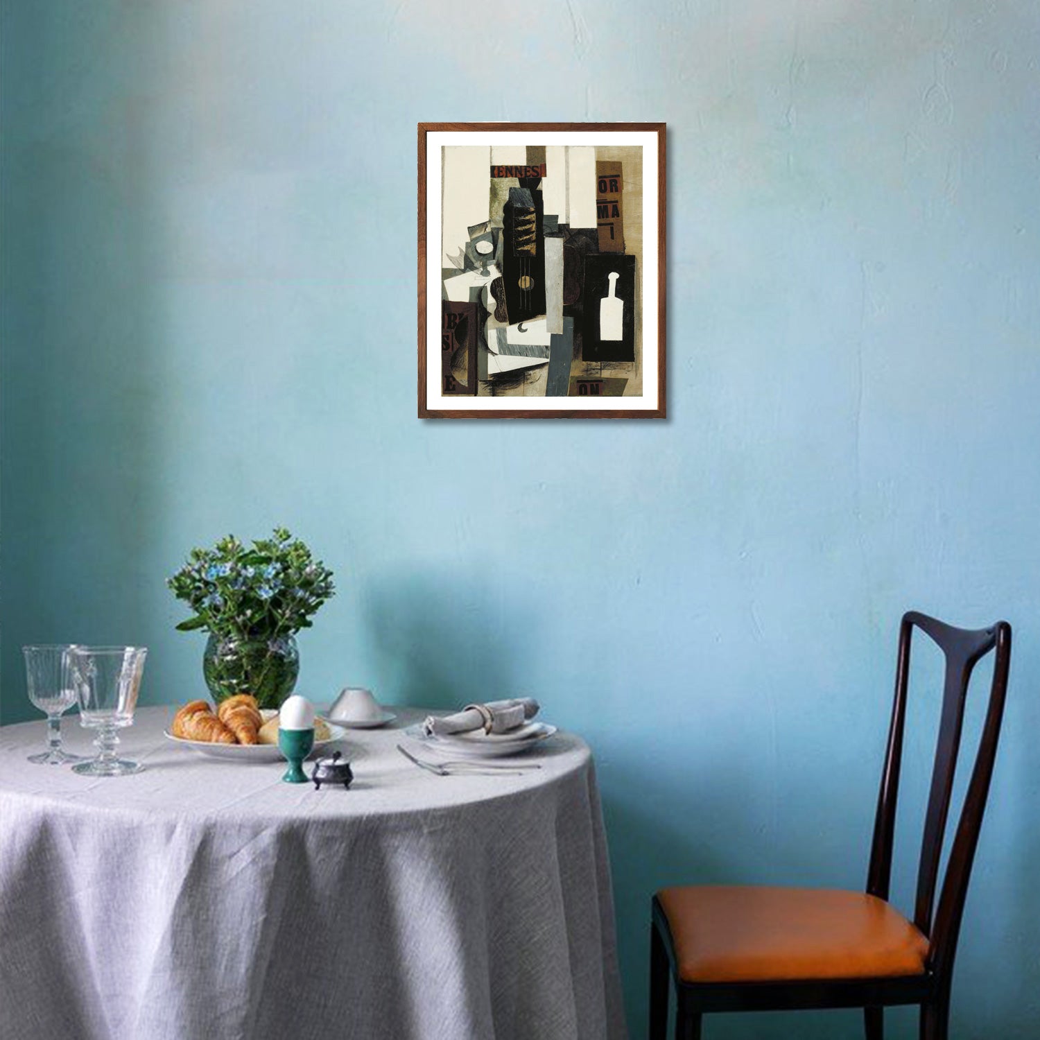 Pablo Picasso Wall Art Glass,Guita and Bottle Poster Framed Art