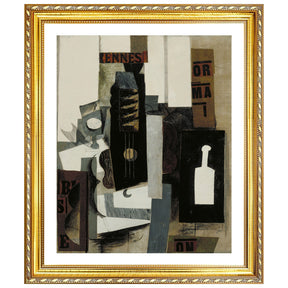 Pablo Picasso Wall Art Glass,Guita and Bottle Poster Framed Art