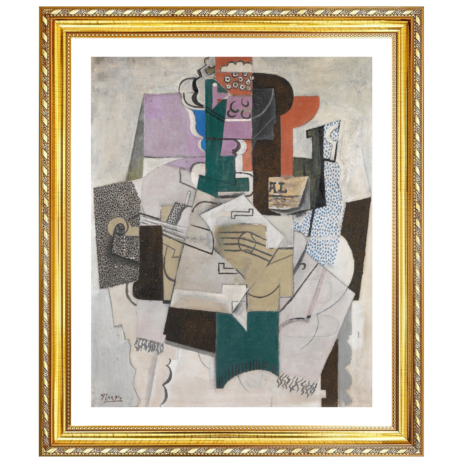 Pablo Picasso Wall Art Fruit Dish Bottle and Violin Poster Framed Art