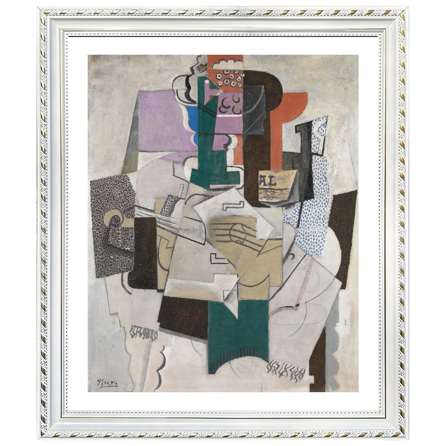 Pablo Picasso Wall Art Fruit Dish Bottle and Violin Poster Framed Art