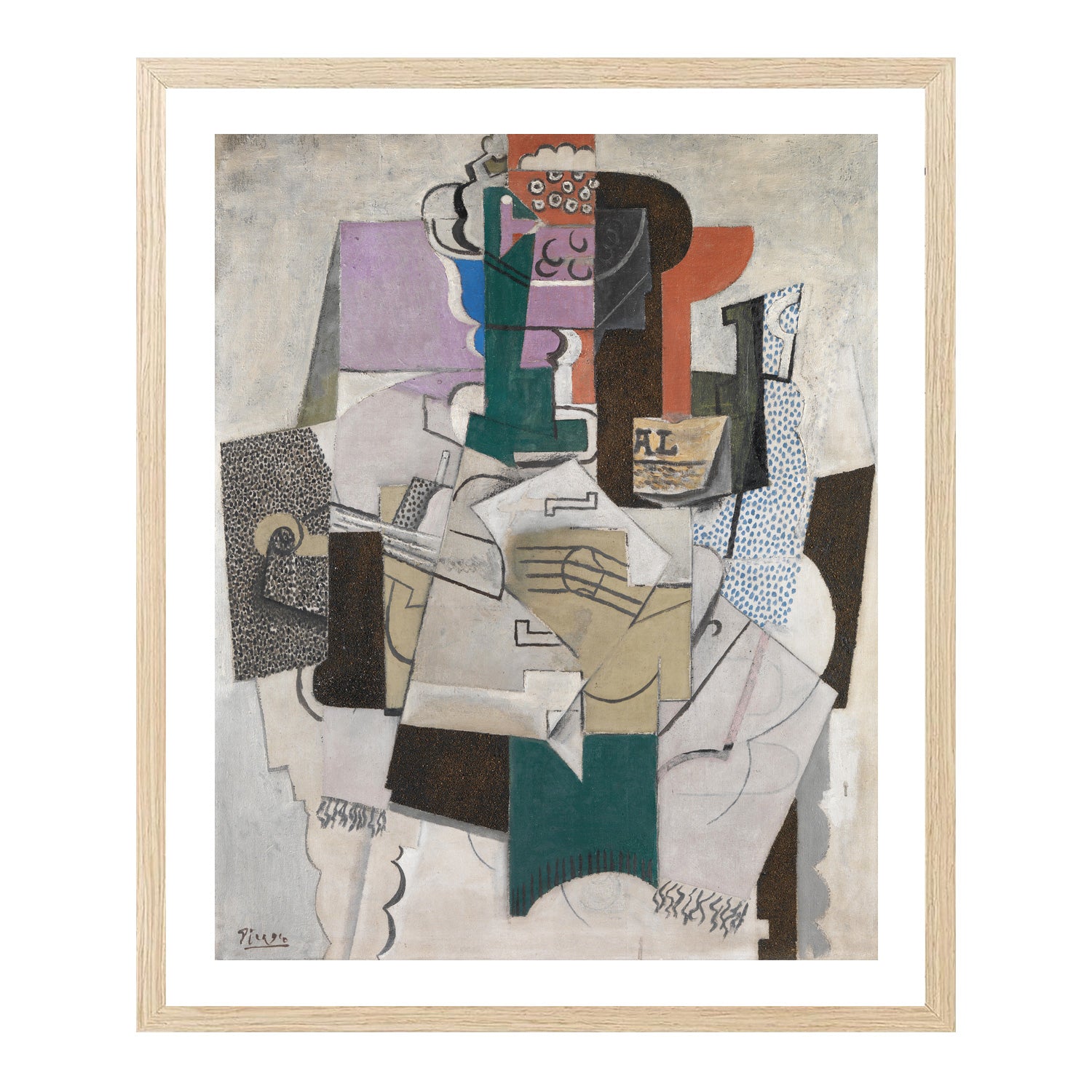 Pablo Picasso Wall Art Fruit Dish Bottle and Violin Poster Framed Art