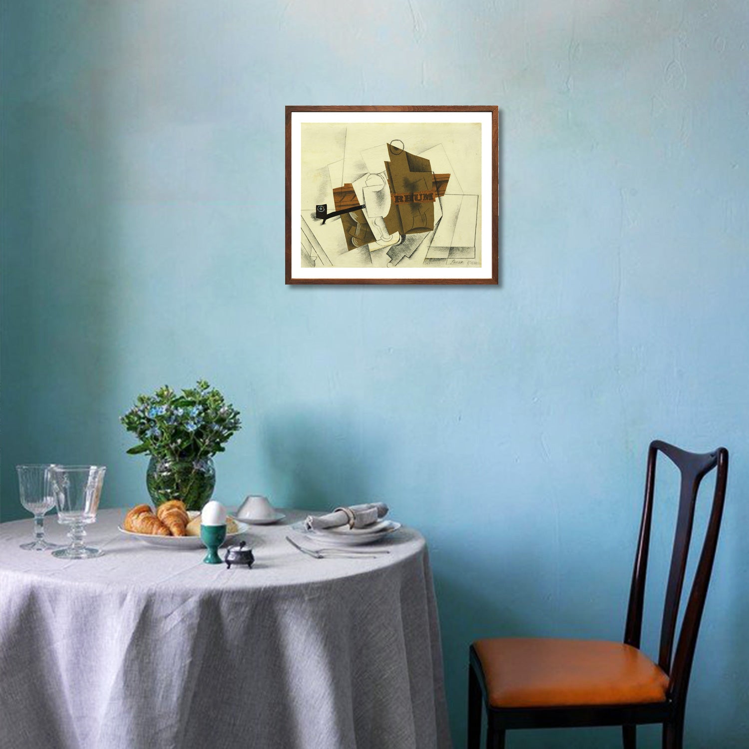 Pablo Picasso Wall Art Pipe,Glass,Bottle of Rum Poster Framed Art