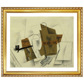 Pablo Picasso Wall Art Pipe,Glass,Bottle of Rum Poster Framed Art