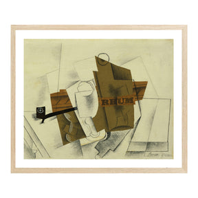 Pablo Picasso Wall Art Pipe,Glass,Bottle of Rum Poster Framed Art