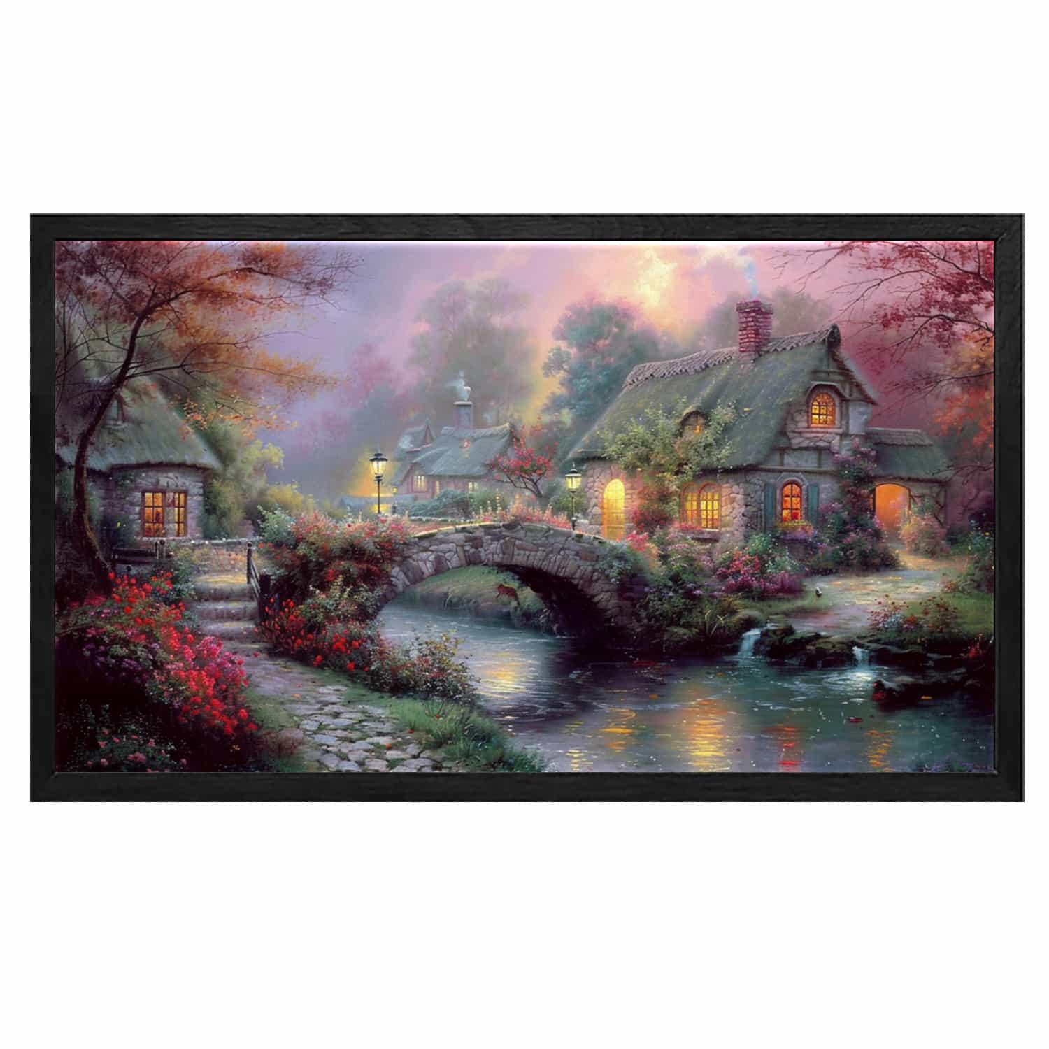 Bridge On River Canvas Art