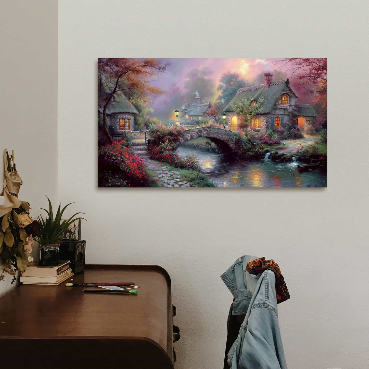 Bridge On River Canvas Art