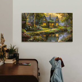 House By River Canvas Art