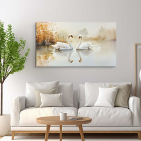 Two Swans Canvas Art
