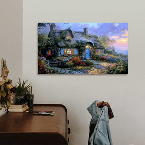 Cottage Candle Light vintage Canvas Art