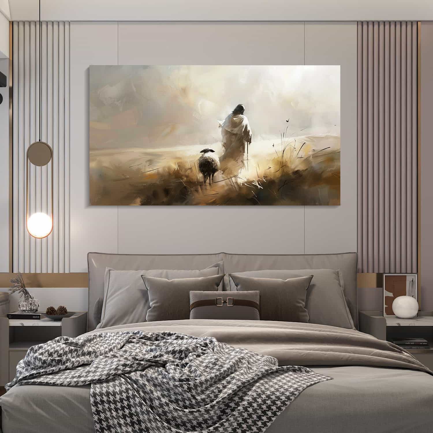 Jesus And Lamb Canvas Art