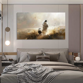 Jesus And Lamb Canvas Art