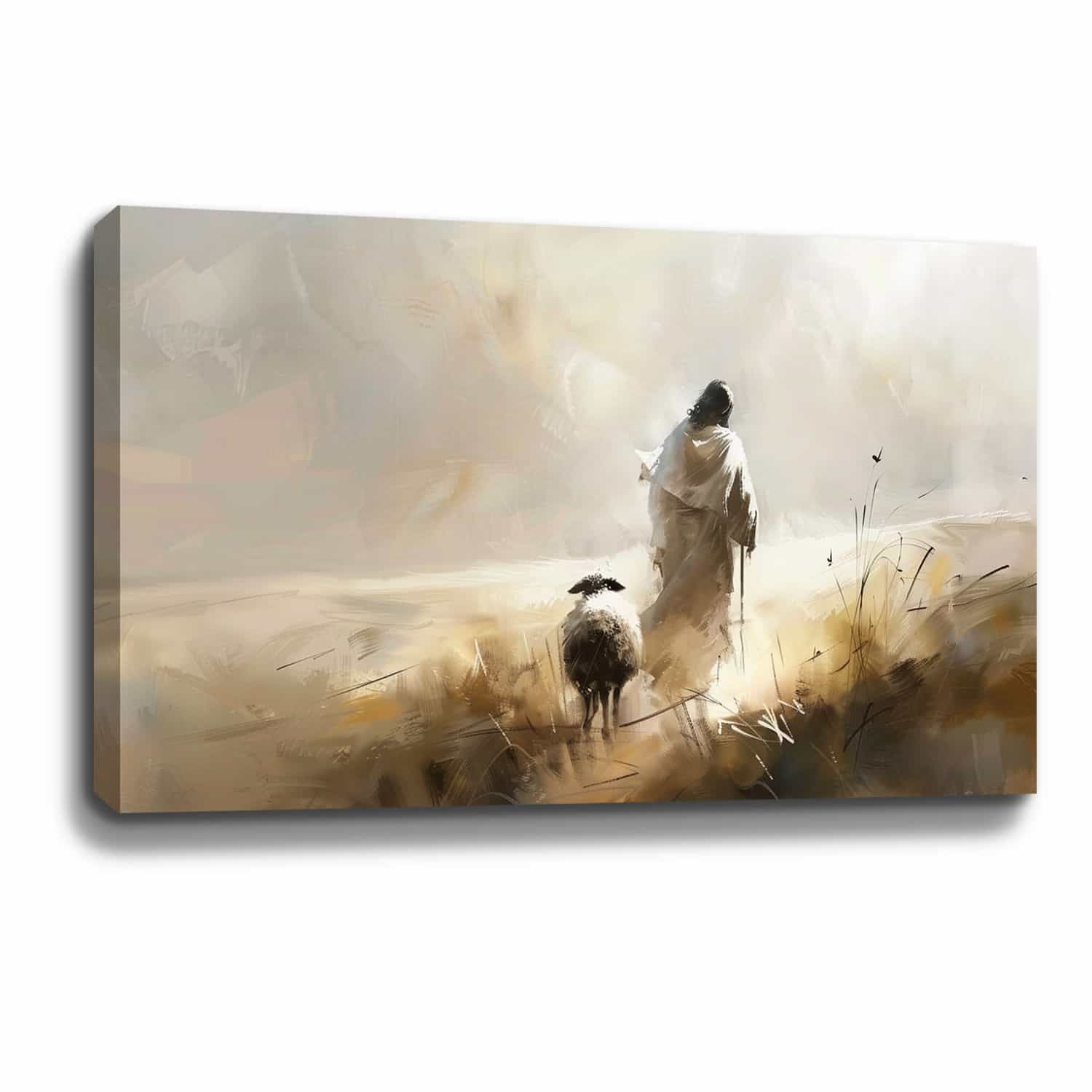 Jesus And Lamb Canvas Art
