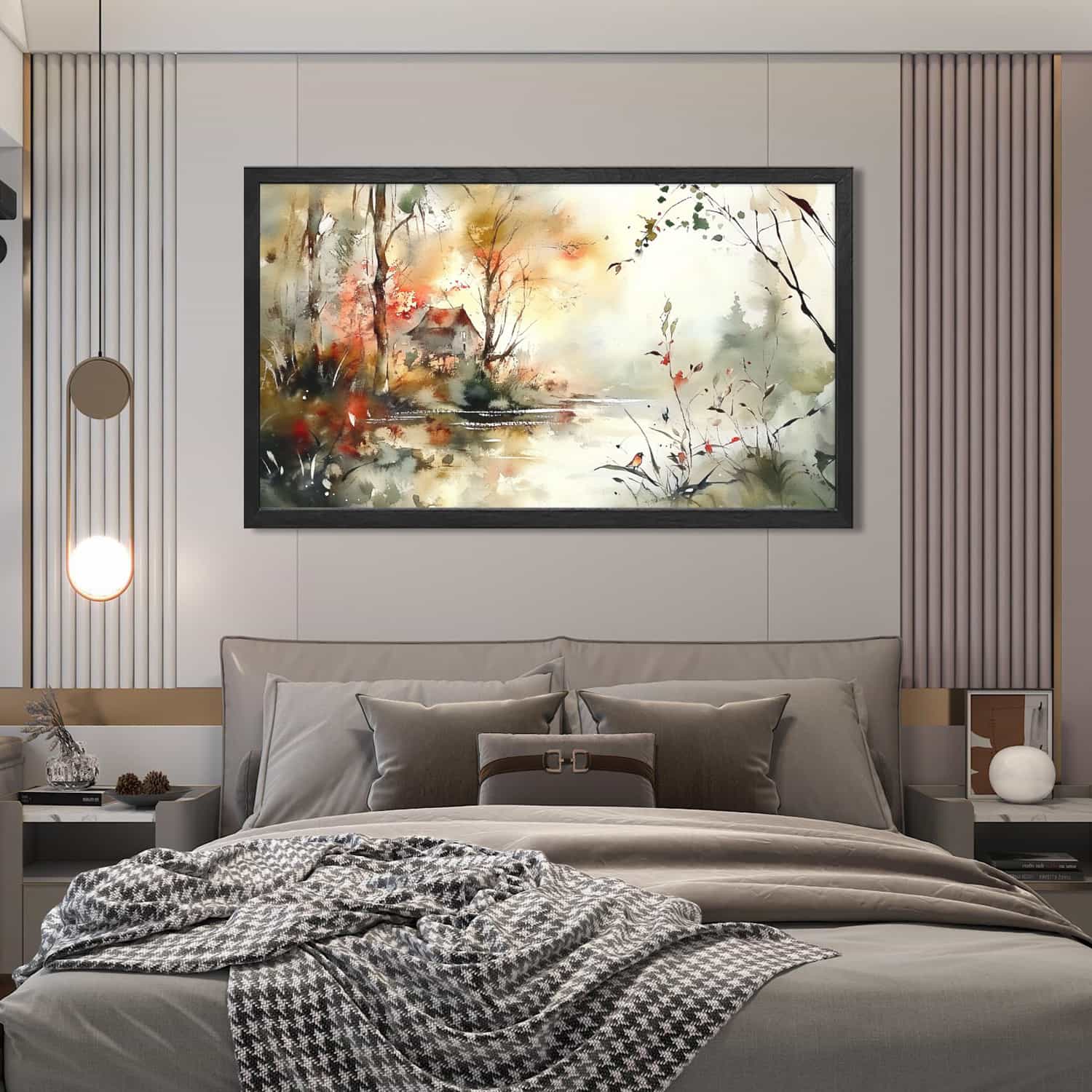 Maple Cottage Lake Canvas Art