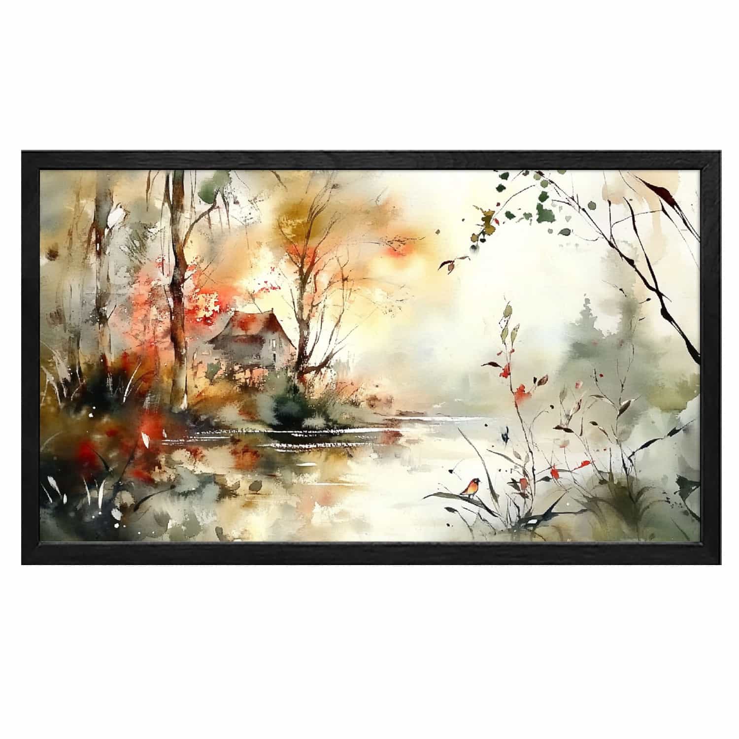 Maple Cottage Lake Canvas Art