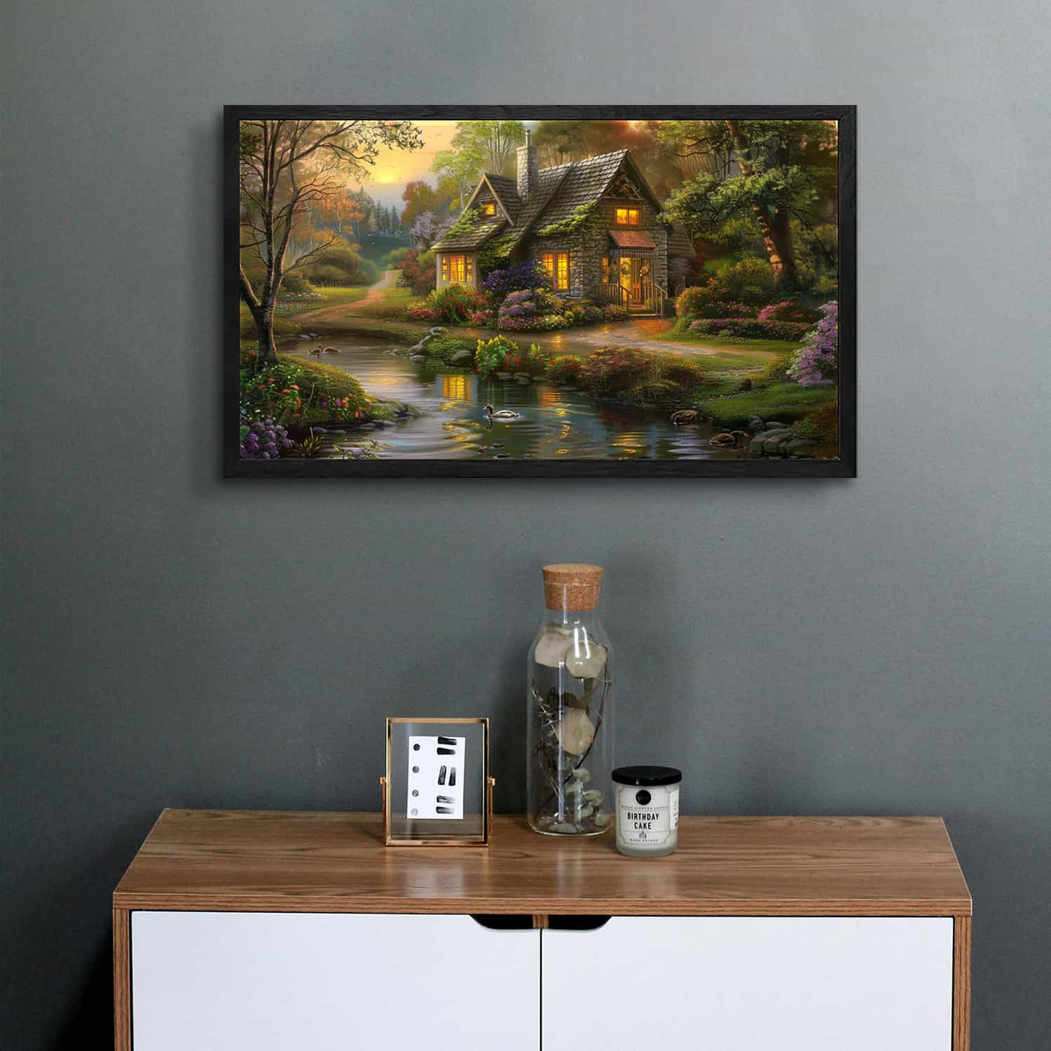 House With Pond Canvas Art