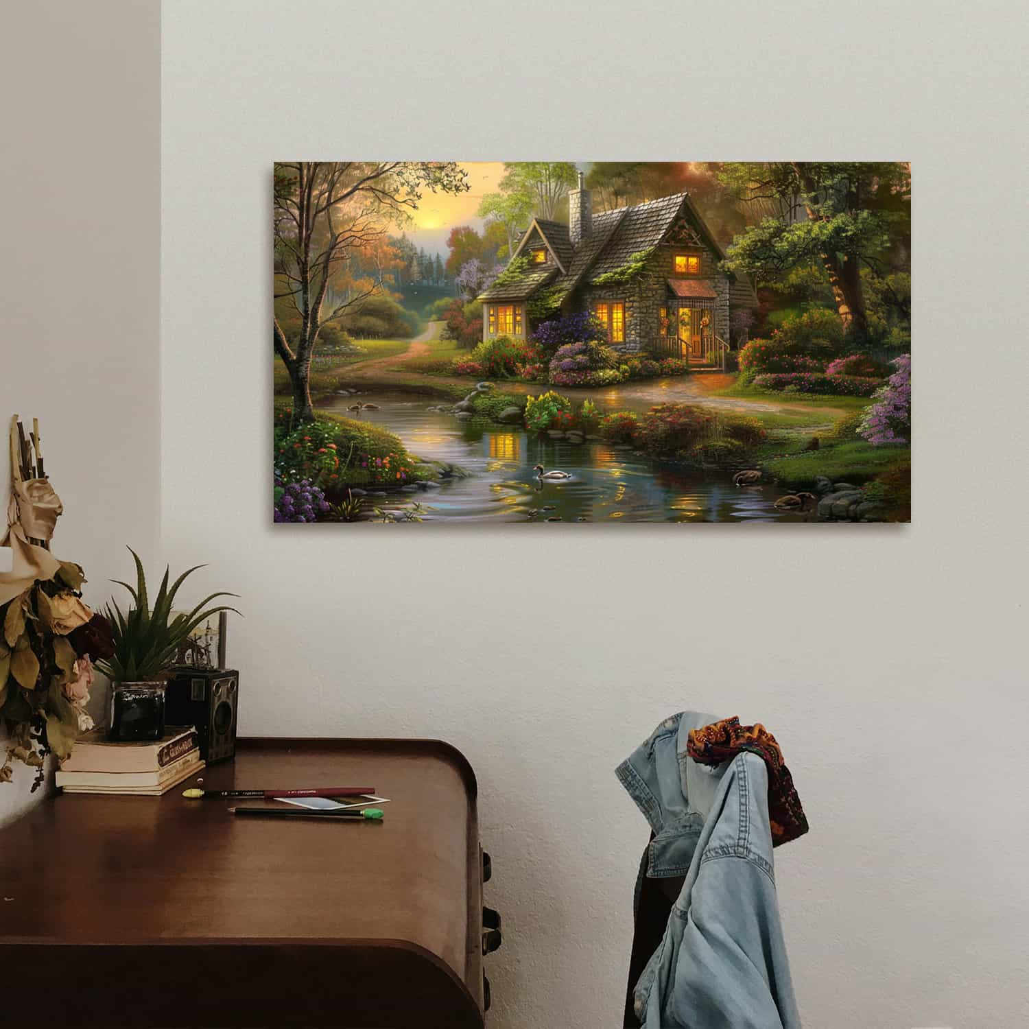 House With Pond Canvas Art