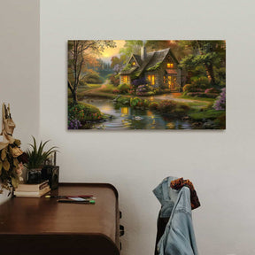 House With Pond Canvas Art