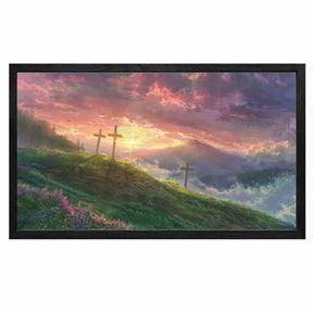 Cross And Sunset Canvas Art