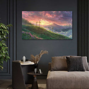 Cross And Sunset Canvas Art