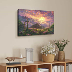 Cross And Sunset Canvas Art