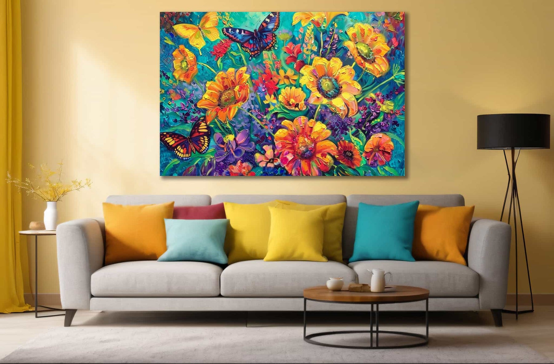 Butterfly And Flower Canvas Art