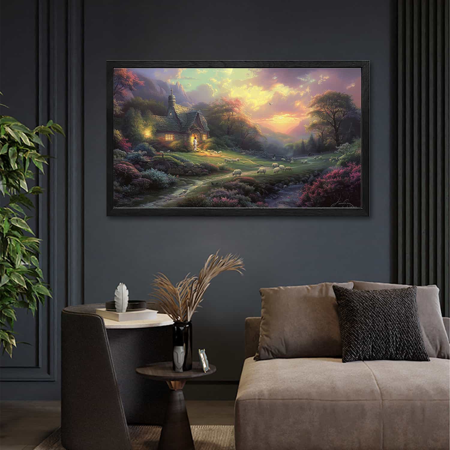 Jesus Cottage Canvas Art