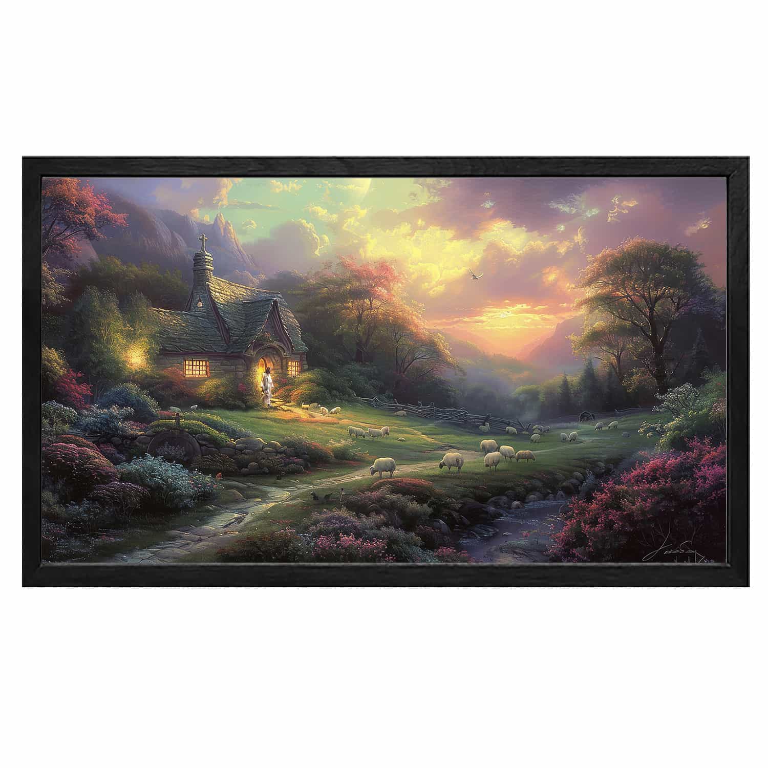 Jesus Cottage Canvas Art