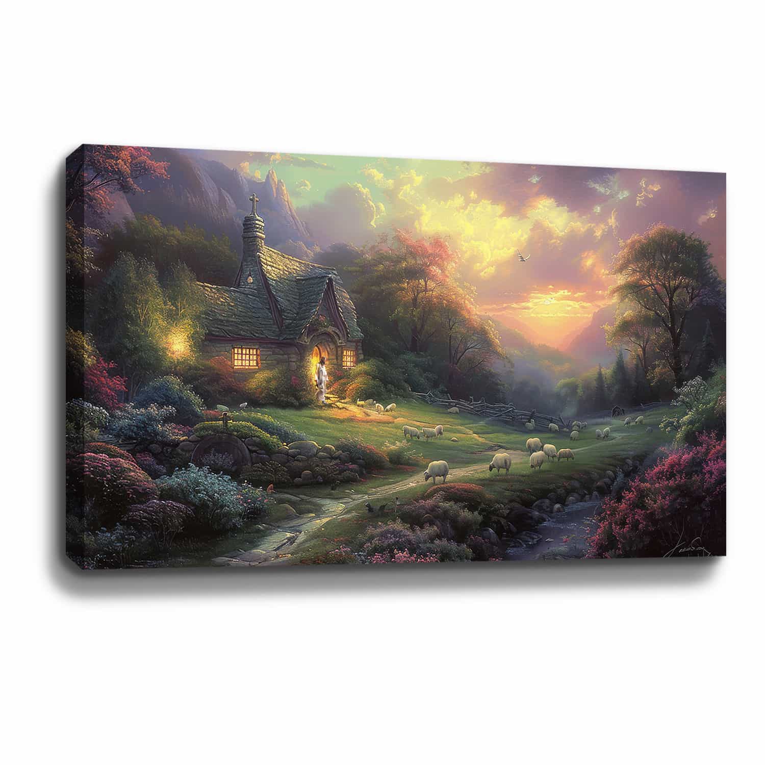 Jesus Cottage Canvas Art