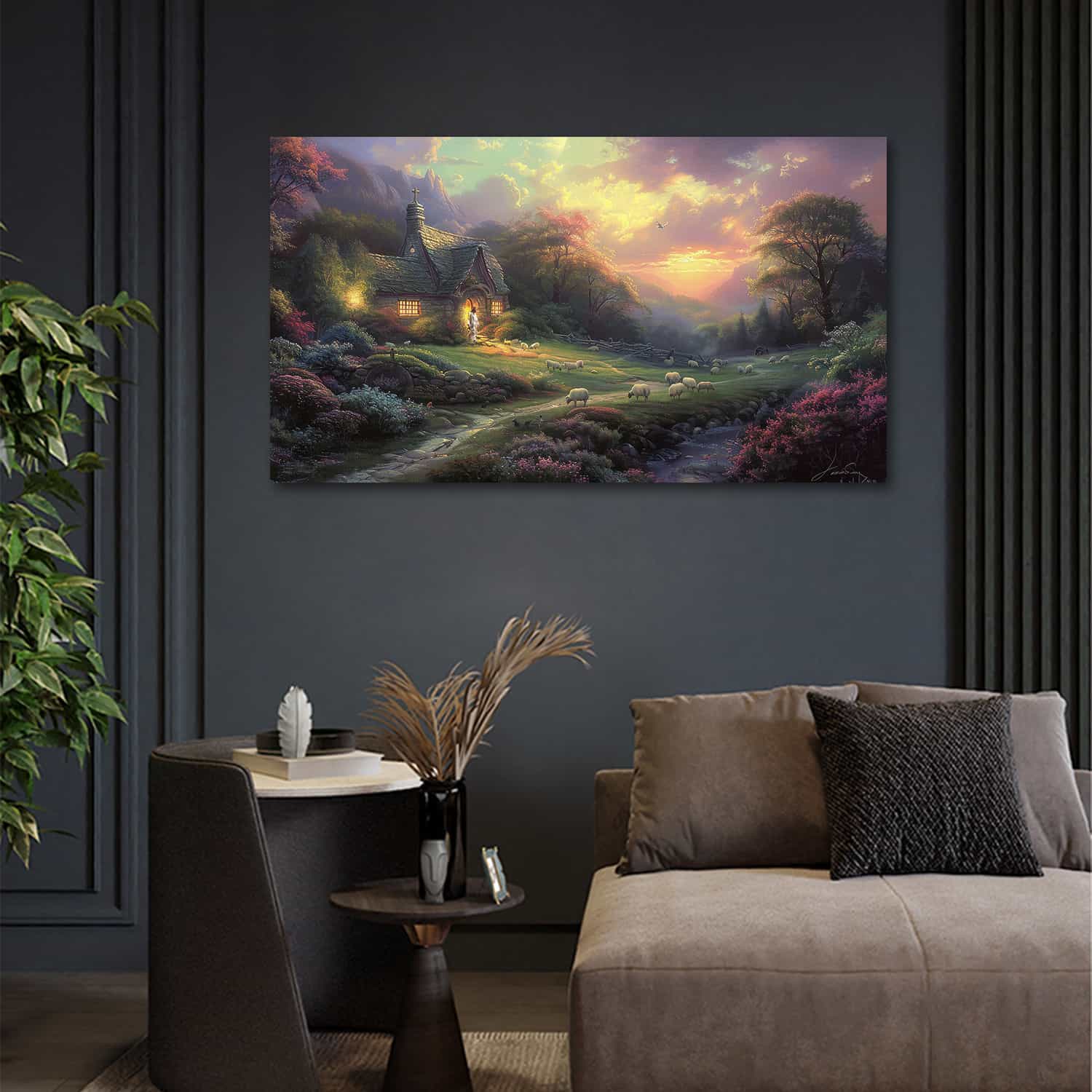 Jesus Cottage Canvas Art