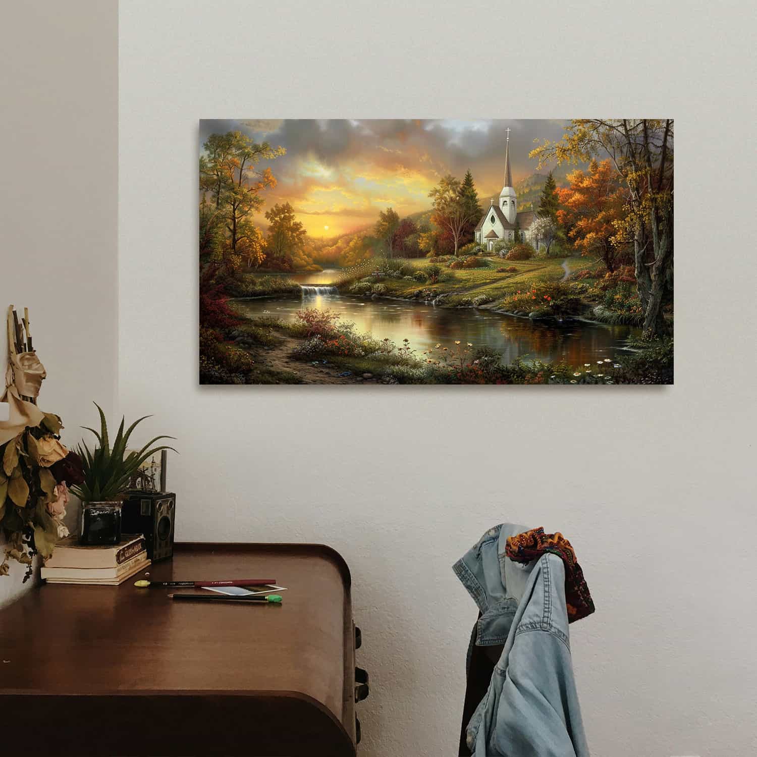 Village River Canvas Art