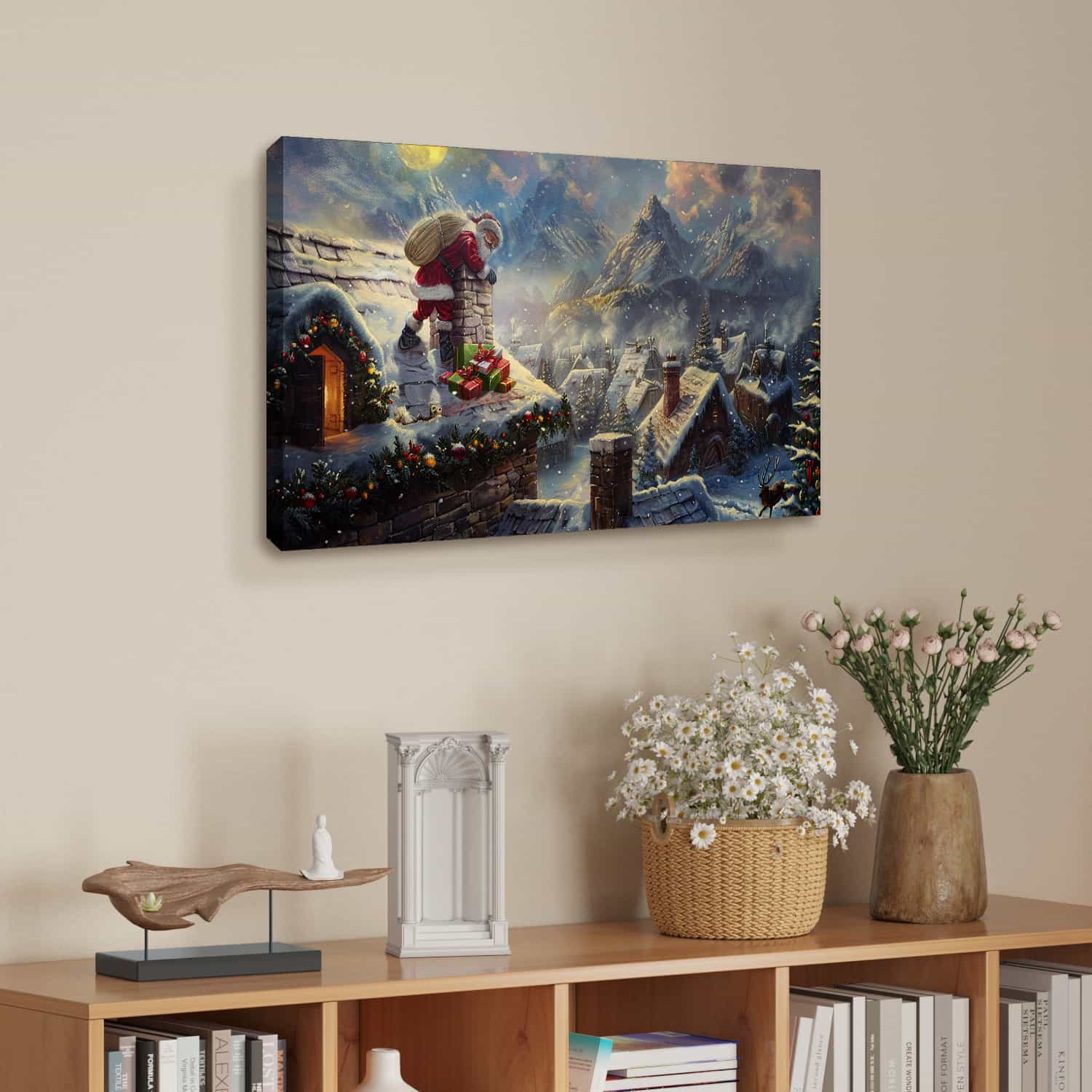 Santa Delivers Presents Canvas Art