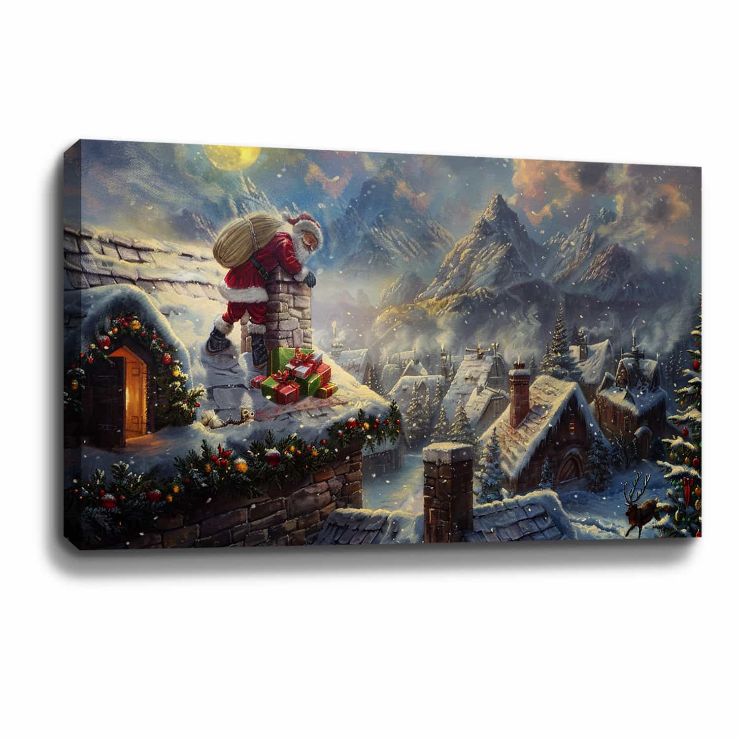 Santa Delivers Presents Canvas Art