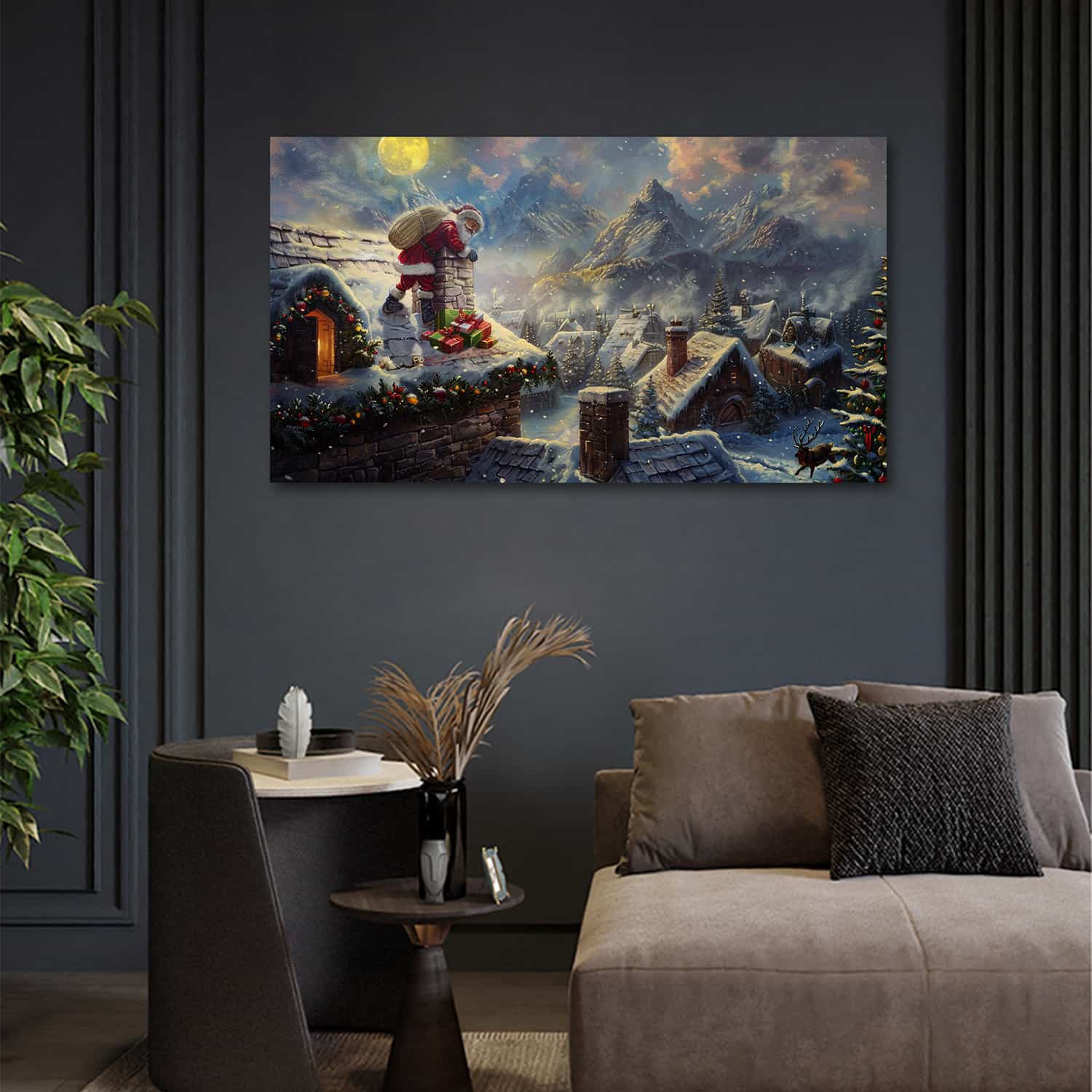 Santa Delivers Presents Canvas Art