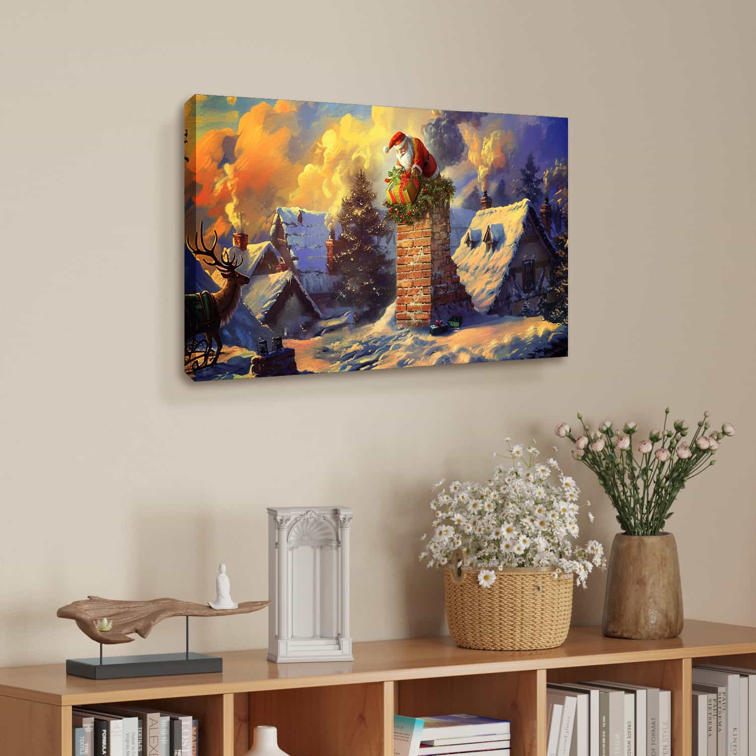 Santa Delivers Gifts Canvas Art