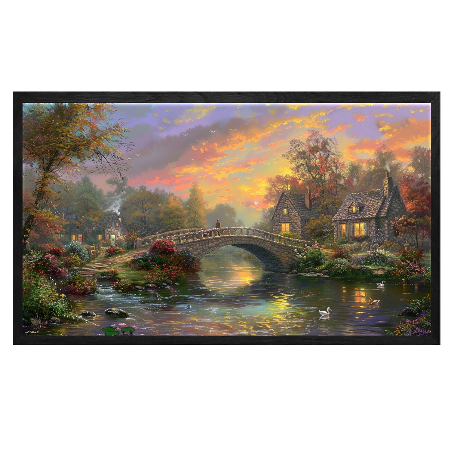 Sunset On Lamplight Lane Canvas Art