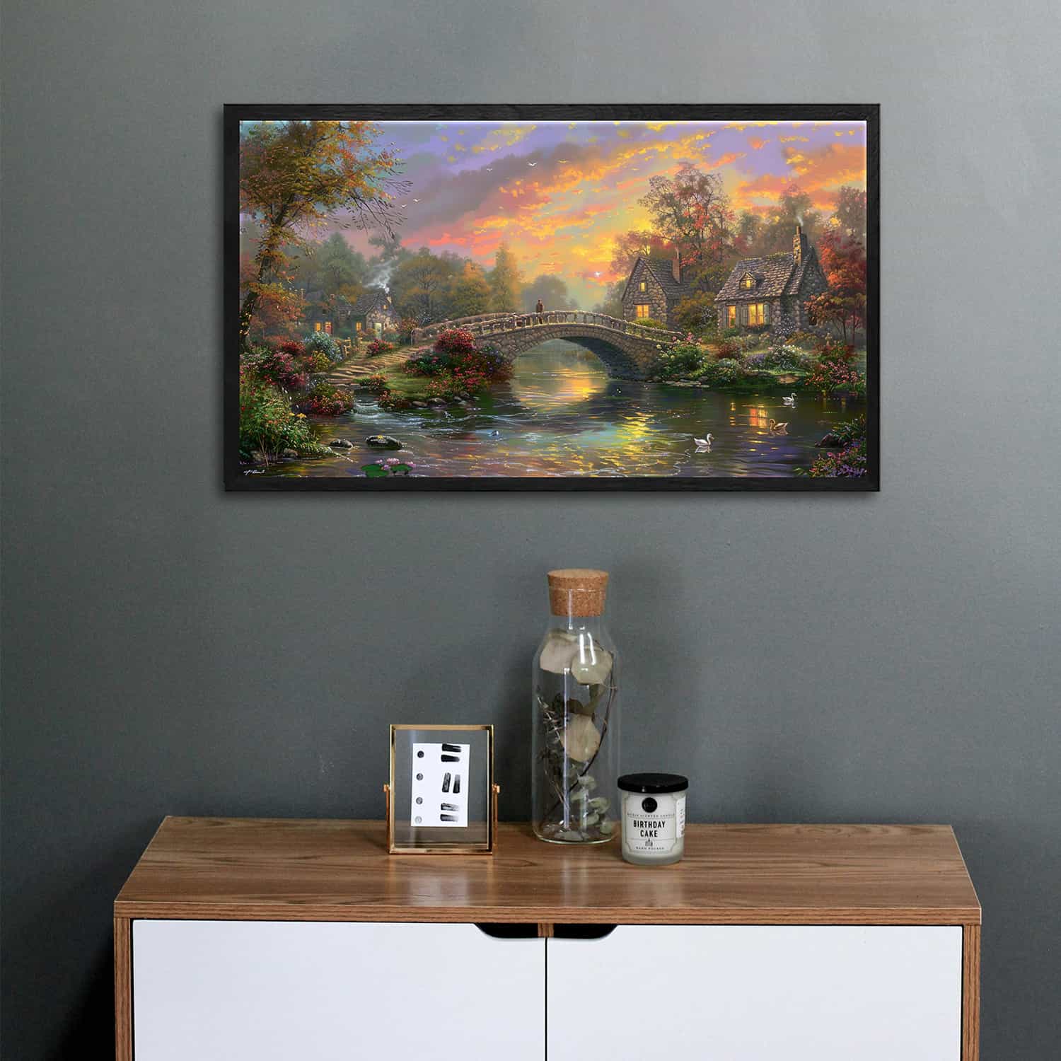 Sunset On Lamplight Lane Canvas Art