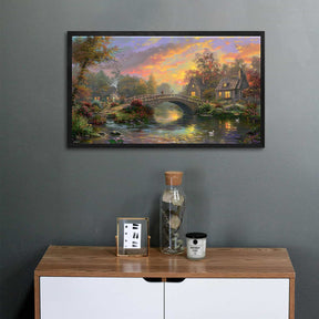 Sunset On Lamplight Lane Canvas Art