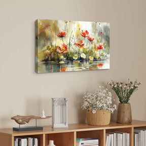 Red Flower River Canvas Art