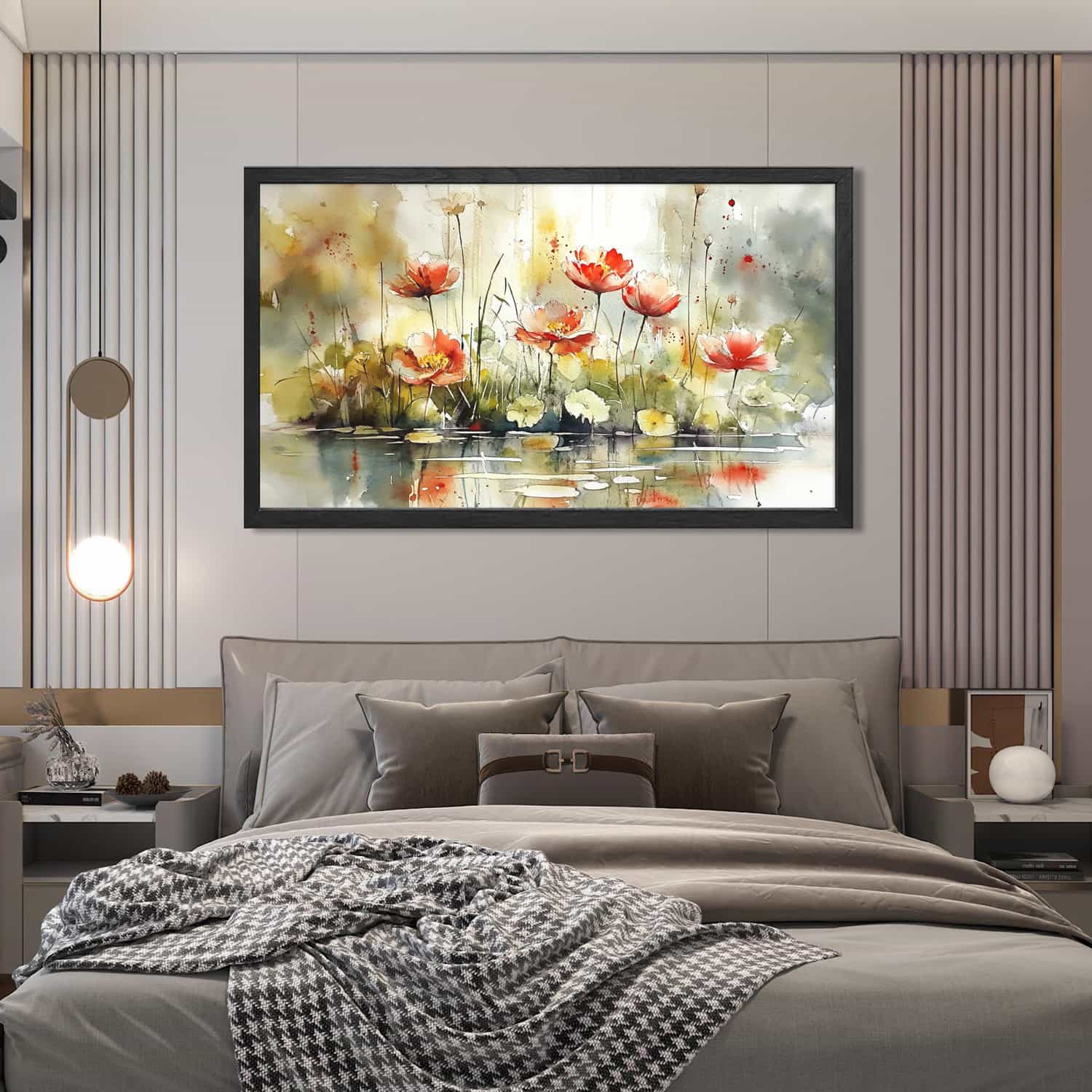 Red Flower River Canvas Art